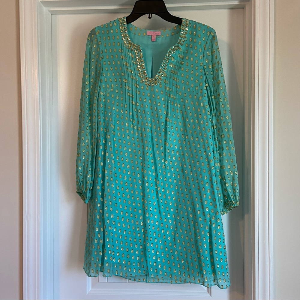 Lilly Pulitzer Colby Silk Tunic Dress Seaside Aqua